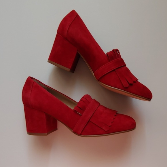 SOLDSteve Madden Kate Red Suede Kiltie Loafer NWOT - Picture 2 of 5